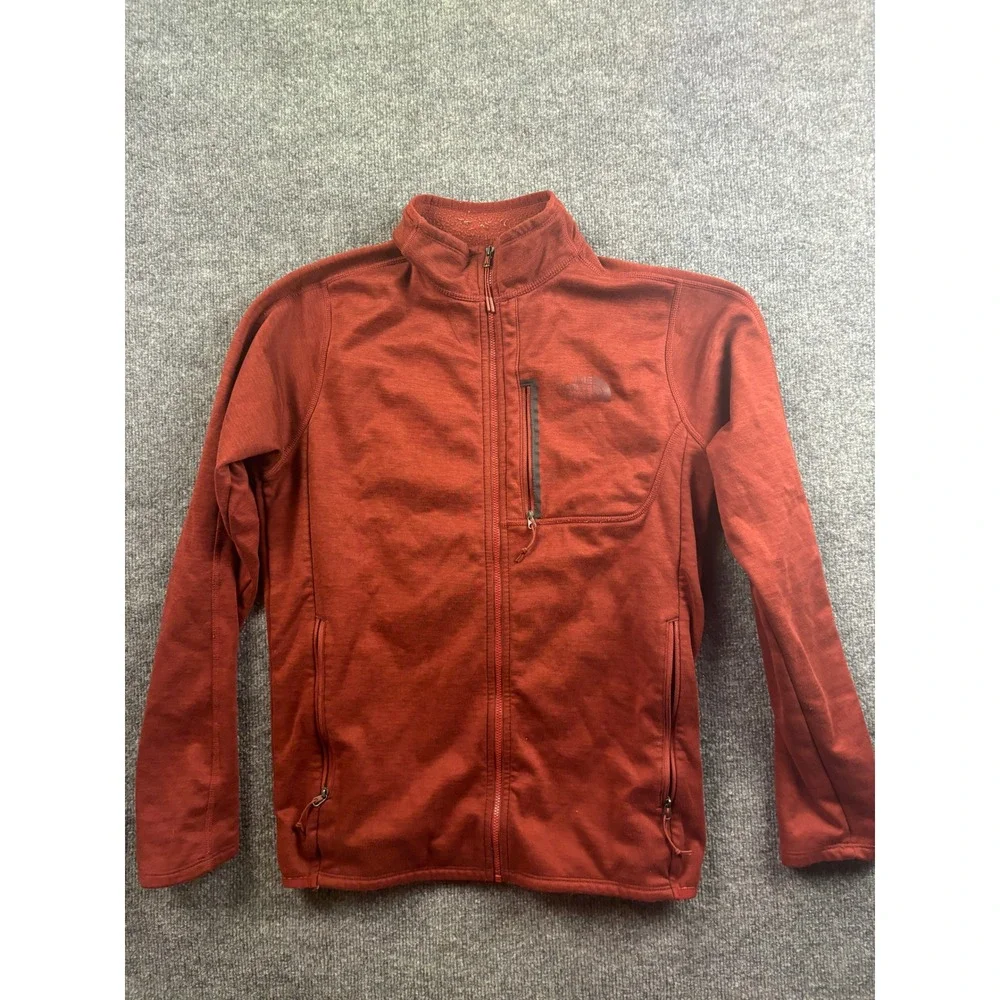 The North Face Fleece Jacket Mens Small Red Full Zip Mock Neck Active 66734